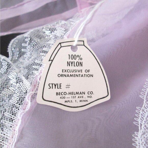 Vintage Beco Originals Miss Helen Half Apron Sheer Fabric Lace Trim Pocket - Picture 3 of 7